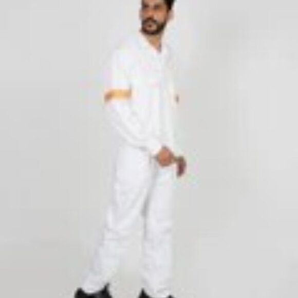 NEW PACKAGE | White Coveralls Overalls w/ Reflective Patches | 100% Cotton | L - Picture 3 of 6
